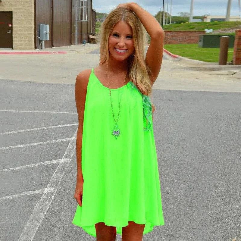 Mandotos Seaside Dream chiffon sundress with flowy design, perfect for sunny days and effortless summer elegance.