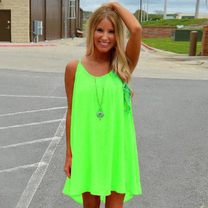 Mandotos Seaside Dream chiffon sundress with flowy design, perfect for sunny days and effortless summer elegance.