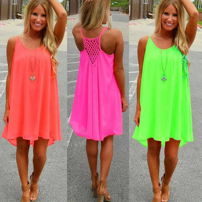 Mandotos Seaside Dream chiffon sundress with flowing fabric, perfect for sunny days and effortless summer elegance.