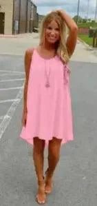 Mandotos Seaside Dream Chiffon Sundress with flowing fabric and delicate straps, perfect for sunny outdoor occasions.