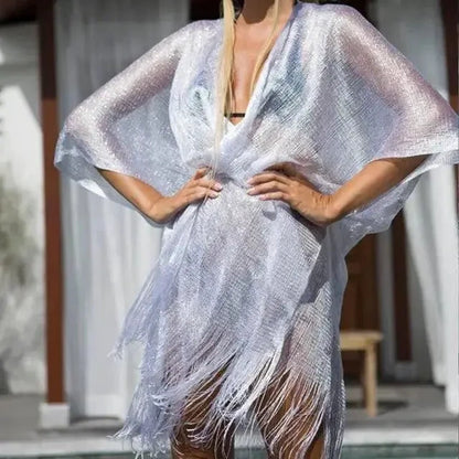 Mandotos Seaside Elegance women's cover-up in lightweight fabric with a relaxed fit, perfect for beachwear or casual summer outings.