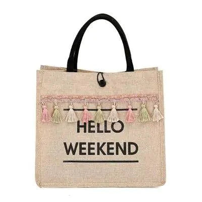 Mandotos seaside style carryall bag with nautical design, sturdy handles, and spacious interior for beach or casual use.