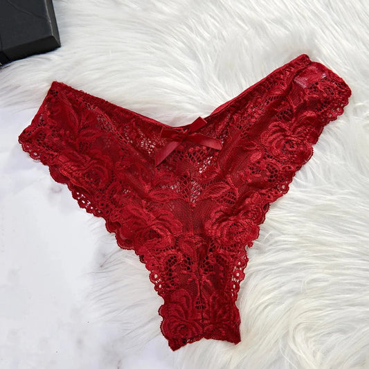 Mandotos red lace nightdress and panty set, transparent sleepwear for confident women, featuring delicate lace details.