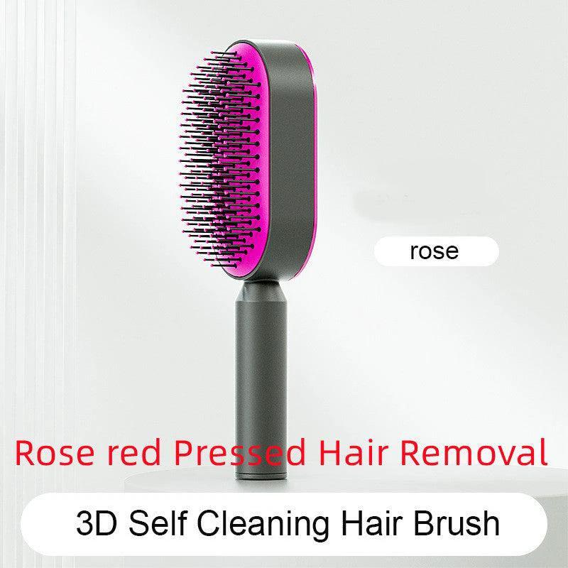 Mandotos self-cleaning hair brush with scalp massage feature, showing ergonomic handle and bristles for gentle scalp care.