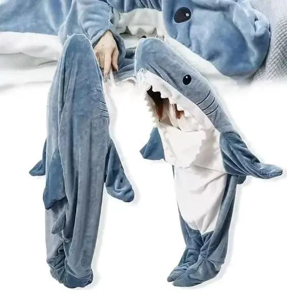 Mandotos Shark CosyWrap blanket for all ages featuring a fun shark design, soft and cozy for comfortable wear.