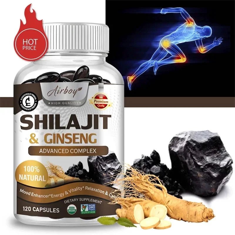 Mandotos Shilajit natural energizer supplement with dark resin-like appearance, used for body rejuvenation, mental clarity, and immune support.