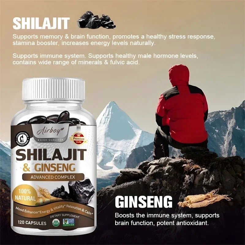 Mandotos Shilajit natural energizer supplement with dark resinous form, supporting rejuvenation, mental clarity, and immune health.