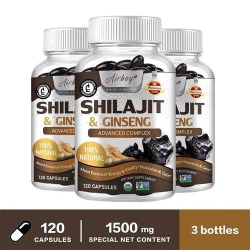 Mandotos Shilajit natural supplement jar with black resin, used to boost energy, improve mental clarity, and support immune health.