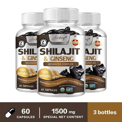 Mandotos Shilajit natural energizer supplement showing dark resin-like substance for boosting immunity and mental clarity