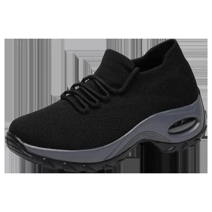 Mandotos women's sports shoes with flying knit sock design, lightweight shaking shoes for active wear.