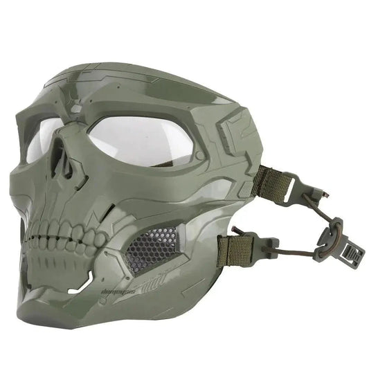 Mandotos Skull Tactical Sports Mask featuring a detailed skull design, made of durable fabric for active outdoor or tactical use.