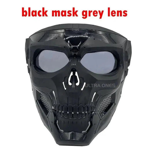Mandotos Skull Tactical Sports Mask with adjustable straps and breathable fabric for active outdoor use.