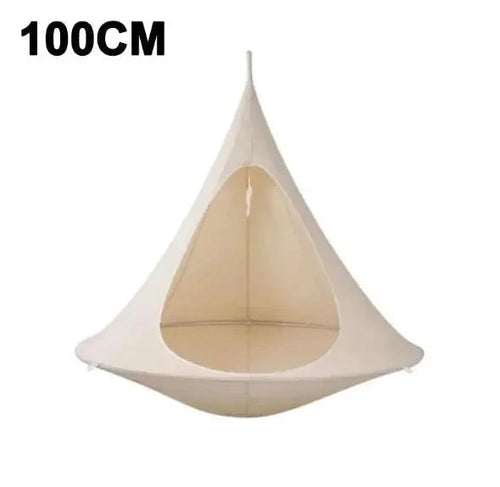 Mandotos SkyNest hanging hammock chair with soft fabric and sturdy ropes, ideal for indoor or outdoor relaxation.
