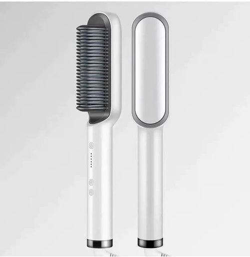 Mandotos SleekStyle Electric Comb with ergonomic handle and fine teeth for styling and detangling hair.