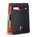 Mandotos Slim RFID Leather Wallet showing multiple card slots and sleek design in black leather.