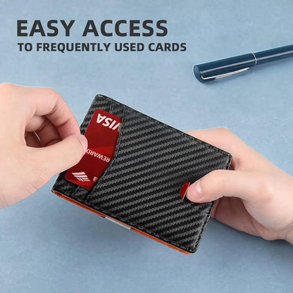 Mandotos slim RFID leather wallet with multiple card slots and sleek design, shown in black.