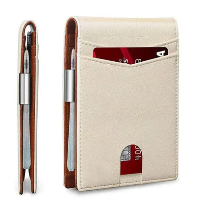 Mandotos slim RFID leather wallet with multiple card slots and sleek design, ideal for secure everyday use.