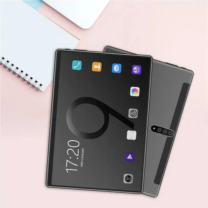 Mandotos 10.1-inch Android tablet with 3G calling and entertainment features, displayed with screen and sleek design