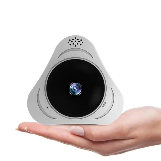 Mandotos smart home security camera with wide-angle lens, mounted on wall for indoor surveillance and home safety monitoring.