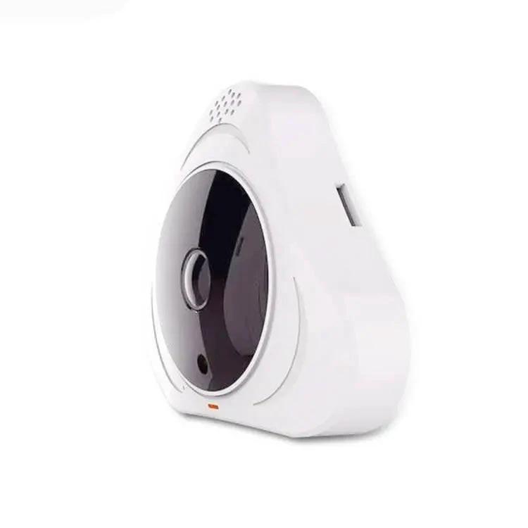 MANDOTOS smart home security camera mounted on wall, showing sleek design and lens for home surveillance.