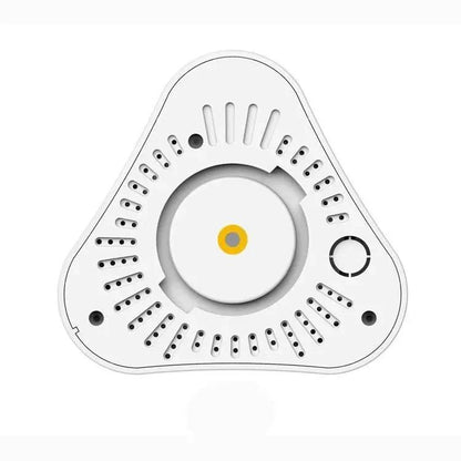 Mandotos smart home security camera mounted on wall, showing wide-angle lens and sleek black design for home surveillance.