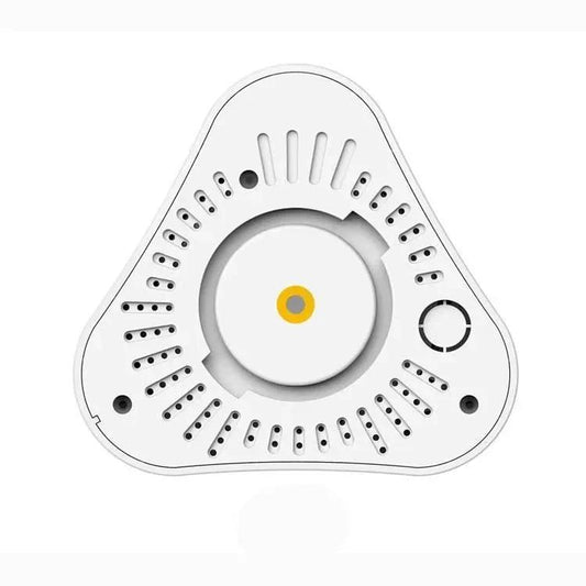 Mandotos smart home security camera mounted on wall, showing wide-angle lens and sleek black design for home surveillance.
