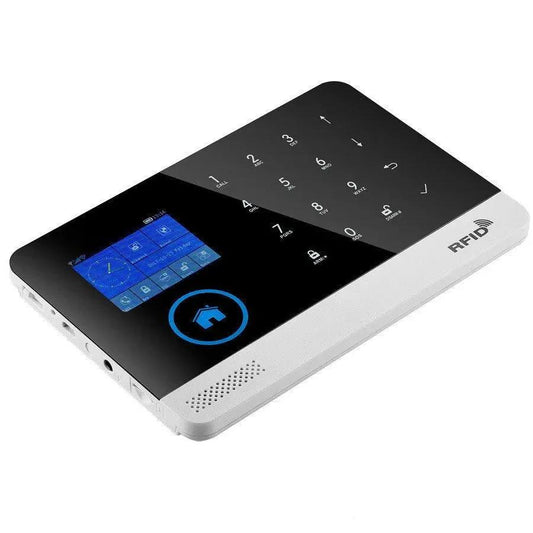 MANDOTOS wireless GSM store door and window anti-theft alarm system with sensors and control panel for security.