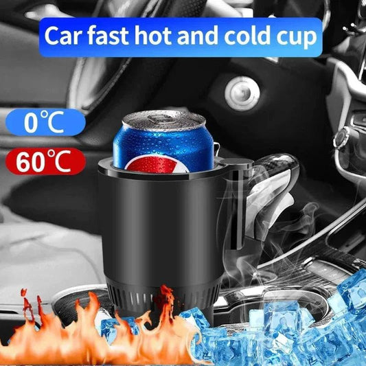 Mandotos SmartTemp auto cup holder with temperature control, shown installed in a vehicle for on-the-go beverage warmth.