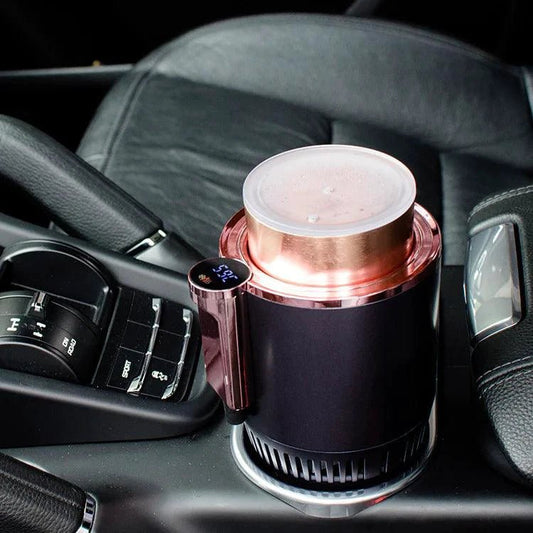 Mandotos SmartTemp Auto Cup Holder with temperature control, showing a car cup holder with a sleek design and digital temperature display.