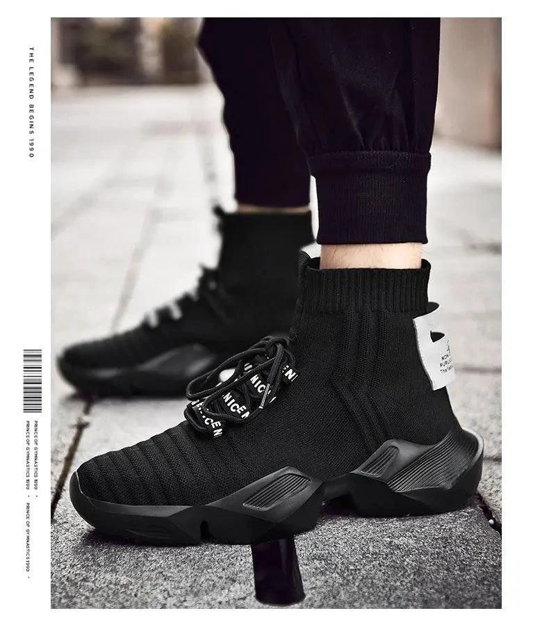 Mandotos men's large size trendy casual sports shoes with sock-inspired design and athletic style.