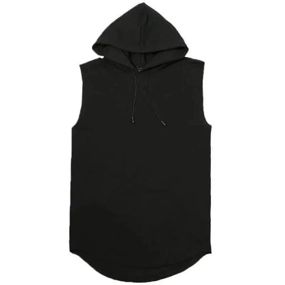 Mandotos solid color men's tank top vest, sleeveless, hooded, hip-hop style, casual T-shirt for men.