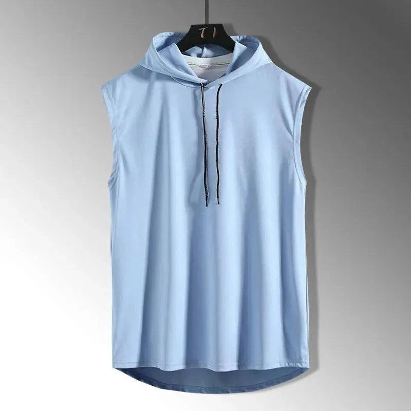 Mandotos solid color men's tank top vest, sleeveless hoodie tee, casual hip-hop style for men, new 2023 fashion.