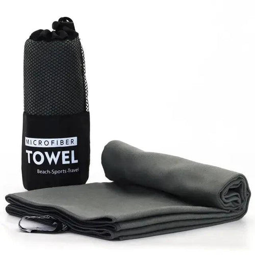 Mandotos Speedy Absorb Microfiber Towel spread out, showing its soft, lightweight microfiber fabric ideal for quick drying and travel use.