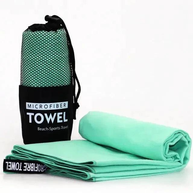 Mandotos Speedy Absorb Microfiber Towel spread out, showcasing lightweight, soft fabric ideal for quick drying and travel.