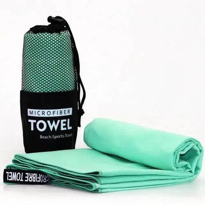 MANDOTOS Speedy Absorb Microfiber Towel shown, lightweight and highly absorbent for quick drying and travel use.