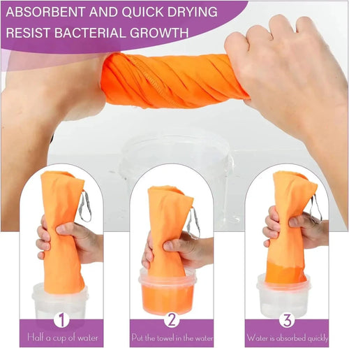Mandotos Speedy Absorb Microfiber Towel spread out, showcasing its lightweight, soft fabric perfect for quick drying and travel use.