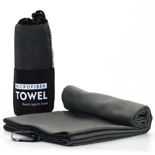 Mandotos Speedy Absorb Microfiber Towel spread out, showcasing its soft, lightweight fabric ideal for quick-drying and travel use.