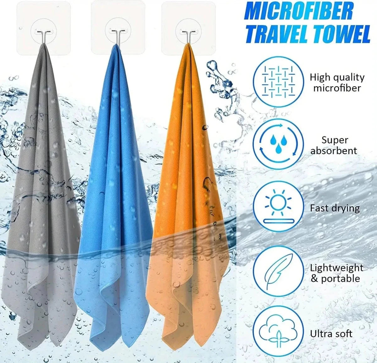 Mandotos Speedy Absorb Microfiber Towel folded, showing soft, lightweight fabric ideal for travel, sports, and outdoor activities.