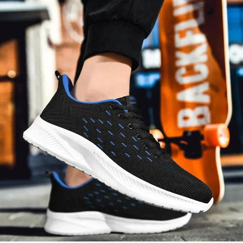 Mandotos Sports Flying Woven Cold Sticky Ultralight Casual Running Shoes with breathable mesh upper and cushioned sole.