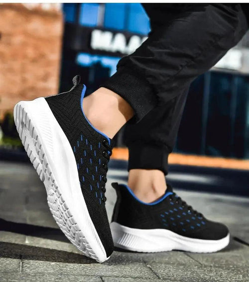 Mandotos Sports Flying Woven Cold Sticky Ultralight Casual Running Shoes with breathable mesh and lightweight design.