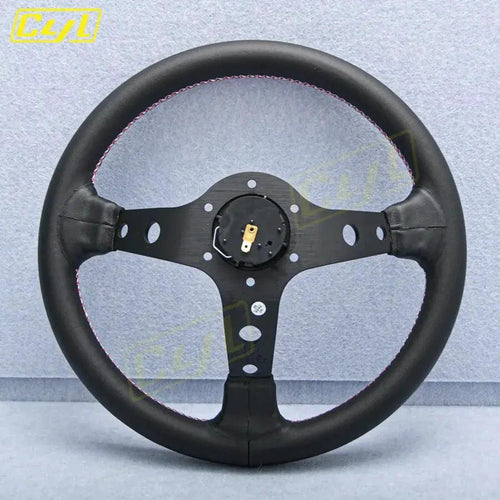Mandotos sports leather steering wheel with ergonomic grip and stylish design for enhanced driving experience.