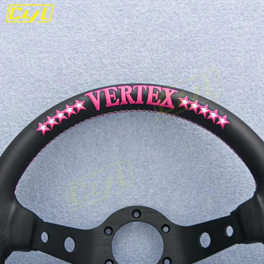Mandotos sports leather steering wheel with textured grip and ergonomic design for enhanced driving control.