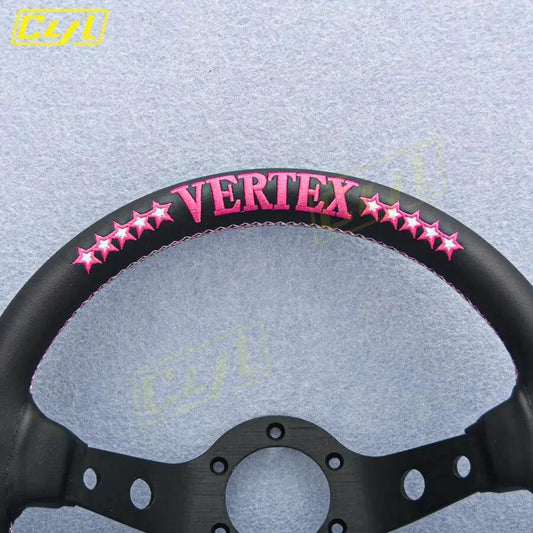Mandotos sports leather steering wheel with textured grip and ergonomic design for enhanced driving control.