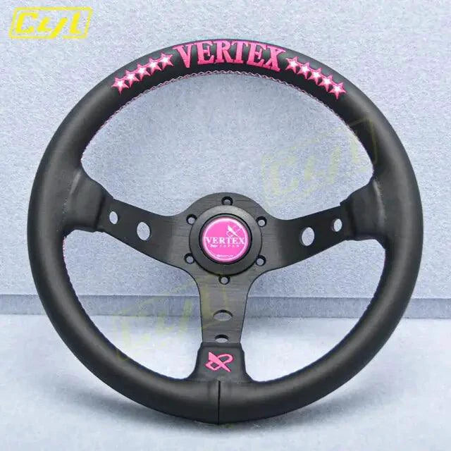 Mandotos sports leather steering wheel with ergonomic grip and stitched detailing for enhanced driving comfort and style.