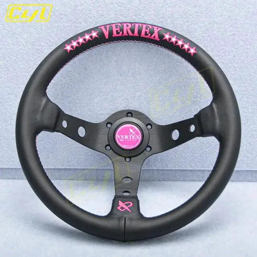 Mandotos sports leather steering wheel with ergonomic grip and stitched detailing for enhanced driving comfort and style.