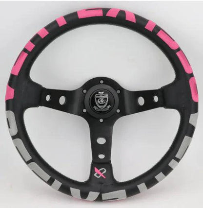Mandotos sports leather steering wheel with grip details and sporty design, ideal for car enthusiasts and steering upgrades.