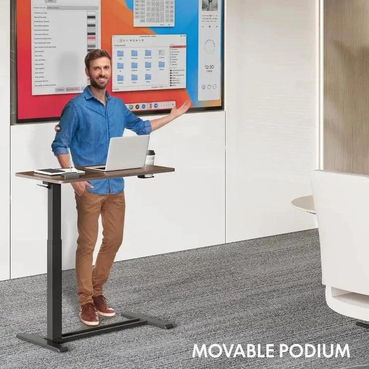 Mandotos standing scroll side table with hidden wheels, height-adjustable bed table for versatile use and easy mobility.