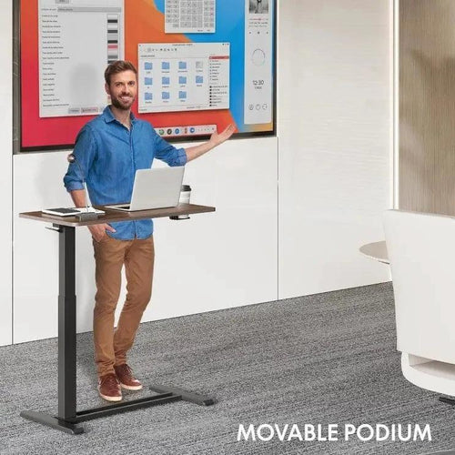 Mandotos standing scroll side table with hidden wheels, height-adjustable bed table for versatile use and easy mobility.