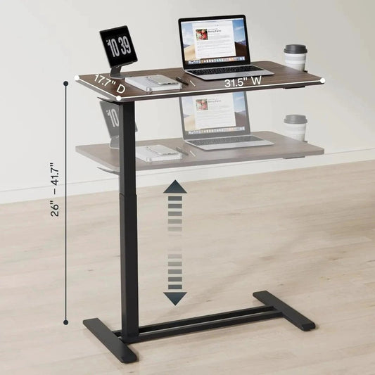 Mandotos standing scroll side table with hidden wheels and height adjustment, ideal for bedside or living room use.