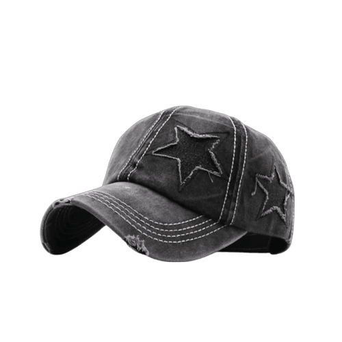 Mandotos star denim baseball cap with adjustable strap and embroidered star detail, casual accessory for everyday wear